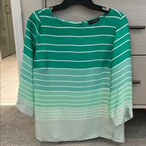 The Limited Green and White Striped Blouse